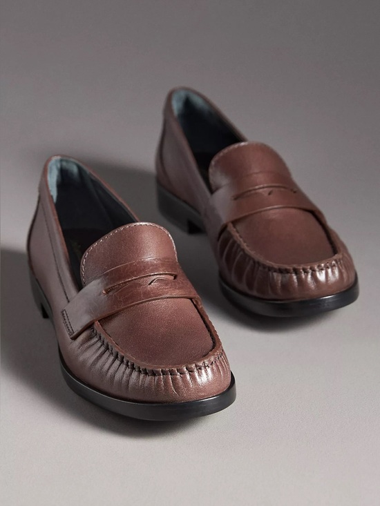 Reformation Shoes - Reformation Ani Ruched Loafers in Black Leather